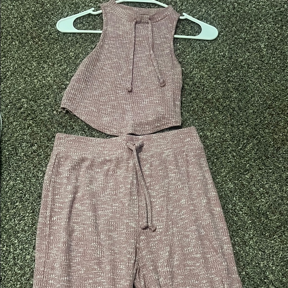 Pink Knit Sleeveless Top and Pants Set by Gymshark.